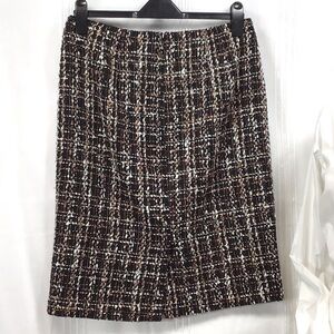 🍂TALBOTS Black Brown Cream Gold Tweed Lined Back Zip Knee Length